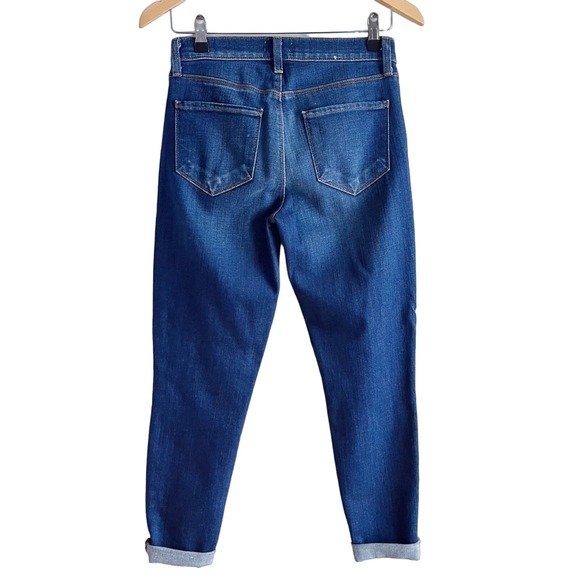 L'Agence Size 24 Rachel Slim Mid-Rise Jeans Distressed Diamond Destruct Blue - Picture 10 of 11